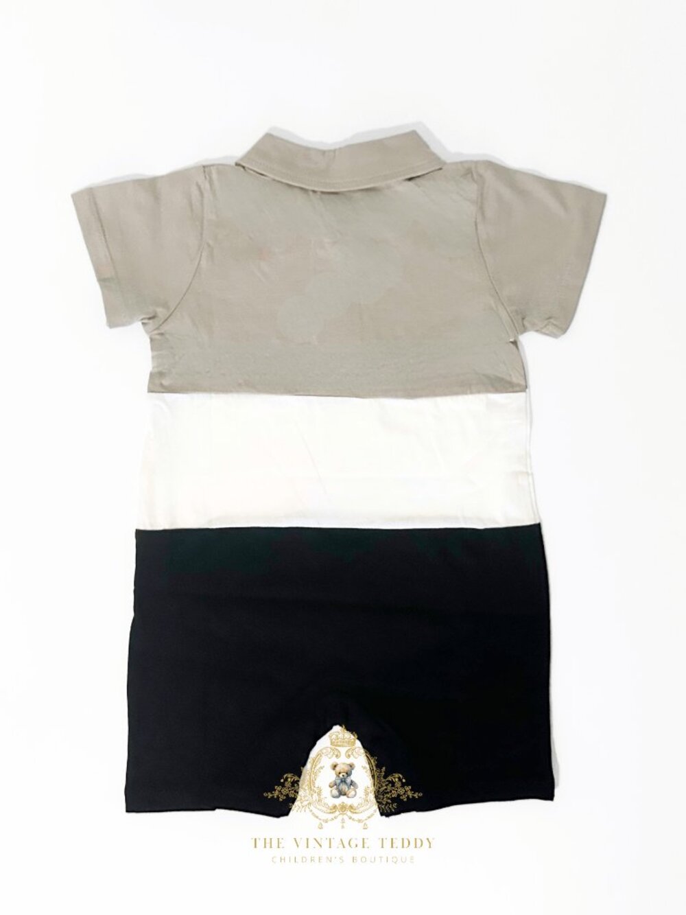 NWT Cute Baby & Toddler Boys One-piece Romper Short Sleeves & Shorts Tan 9-12M - Picture 3 of 3